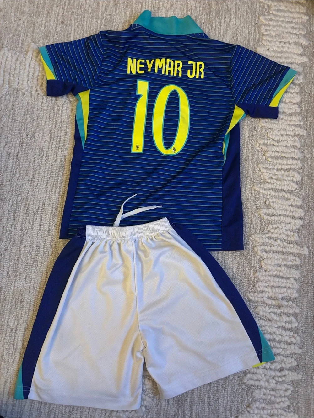 Nike Brazil Kids Soccer Jersey & Shorts Set - Blue/White/Yellow